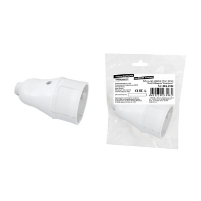 Кабельная розетка TDM ELECTRIC Народная 2П б/з 10А 250B белая