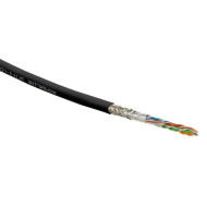 Hyperline SFUTP4-C5E-S24-IN-PVC-BK-305 (305 м) Кабель витая пара SF/UTP, категория 5e, 4 пары(24 AWG), одножильный(solid), экран - фольга + медная оплетка, PVC, –20°C – +75°C, черный