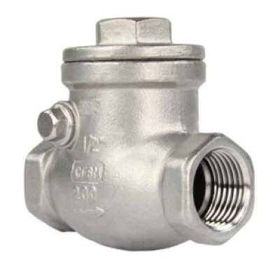 Клапан обратный DN.ru VC3232P-T 1/2″ Ду15 Ру16 резьбовой, поворотный, корпус - нержавеющая сталь, диск - нержавеющая сталь, уплотнение - PTFE