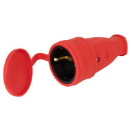 Розетка ЭРА RX10-R-IP44 16А IP44 прямая с заземлением каучук красный