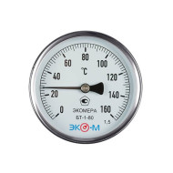 Термометр биметаллический БТ-1-80 160С Дк80 L=60 осевой Экомера