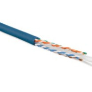 Кабель витая пара Hyperline UUTP4-C6-S23-IN-LSZH-BL-100 (100 м) U/UTP, категория 6, 4 пары (23 AWG), одножильный (solid), с разделителем, LSZH, нг(А)-HF, –20°C – +75°C, синий -