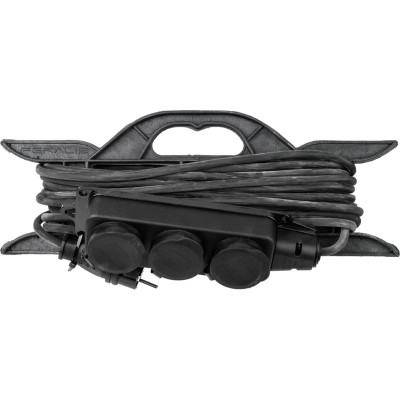 Удлинитель-шнур TDM ELECTRIC силовой на рамке, каучук, КГ, IP44, 3 гнезда с/з, 3500 Вт, 10 м Народный