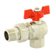 Кран угловой НВ 1/2" с разъемным соединением, полнопроходной, бабочка