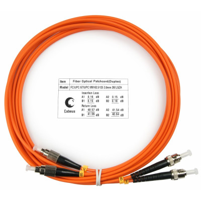 Оптический патч-корд FC-ST Cabeus FOP-62-FC-ST-3m 62,5/125 (ОМ1) 3 метра