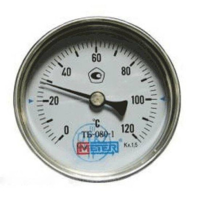 Термометр биметалл ТБ80 120С Дк80 L=80 G1/2" осев Метер