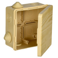 Коробка распаячная КМ для открытой проводки с откидной крышкой 100х100х50мм IP54 8 гермовводов сосна IEK