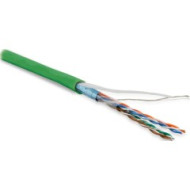 Hyperline FUTP4-C5E-P26-IN-LSZH-GN-100 (100 м) Кабель витая пара, экранированная F/UTP, категория 5e, 4 пары (26 AWG), многожильный (patch), экран - фольга, LSZH, нг(А)-HF, –20°C – +75°C, зеленый