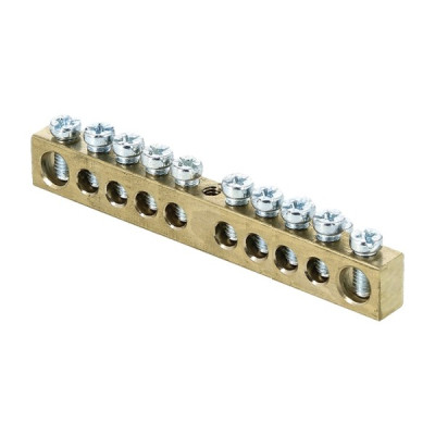 Шина EKF PROxima PEN ноль-земля (6x9мм) 10 отверстий латунь крепеж по центру розничный стикер