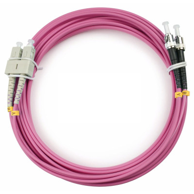 Оптический патч-корд duplex SC-ST 50/125 MM Cabeus FOP-50-OM4-SC-ST-5m 5 метров маджента