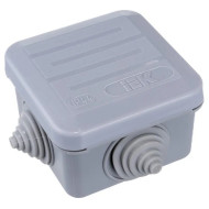 Коробка распаячная IEK КМ41236 для открытой проводки 70х70х40 мм IP44 (RAL7035, 4 гермоввода, защелкивающаяся крышка)