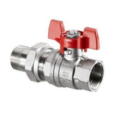 Шаровой кран Oventrop Optibal DN 32, с американкой, НР-ВР, рукоятка бабочка