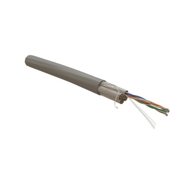 Кабель витая пара Hyperline UUTP16W-C5-S24-IN-LSZH-GY (UTP16W-C5-SOLID-IN-LSZH) одножильный (solid), каждый 4х парник - LSZH оболочка, LSZH нг(А)-HF, –20°C - +60°C, серый