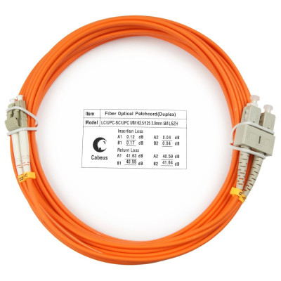 Оптический патч-корд duplex LC-SC 62,5/125 MM Cabeus FOP-62-LC-SC-7m 7 метров оранжевый