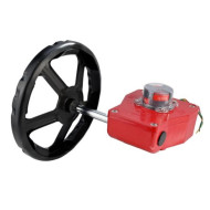 Редуктор четвертьоборотный DN.ru HGBF RQN4-1200Z с индикатором положения и датчиком обратной связи, корпус - алюминий, штурвал - 300мм, квадрат штока 27х27, F10/F12