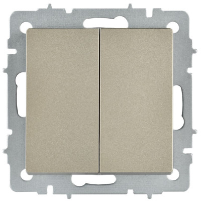BRITE Выключатель 2-клавишный перекрестный 10А ВС10-2-3-БрШ шампань IEK