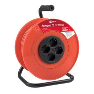 Удлинитель на катушке EKF PROxima Атлант 2.0 4 гнезда 30м с заземлением ПВС 3*1,0 10А/2,2кВт