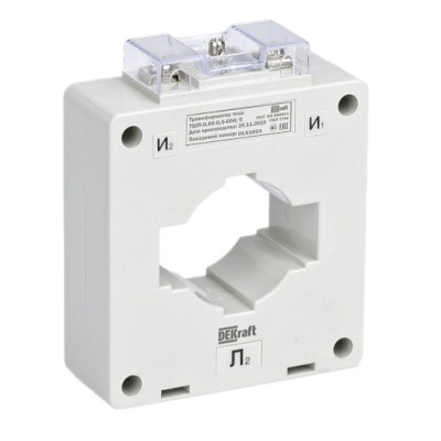 Трансформатор тока Dekraft тшп-0,66 0,5 600/5 10ва, диаметр 60мм