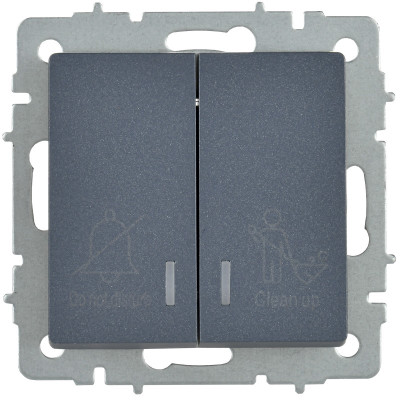 BRITE Выключатель 2-клавишный с индикацией для отелей 10А ВС10-2-9-БрМ маренго IEK