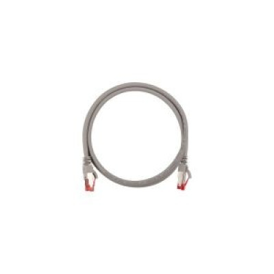Коммутационный шнур NIKOMAX Slim Line S/FTP 4 пары, Кат.6a (Класс Ea), 500МГц, 2хRJ45/8P8C, T568B, заливной, с защитой защелки, многожильный, BC (чистая медь), 28AWG (7х0,127мм), LSZH нг(А)-HFLTx, серый, 0,5м