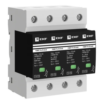 Устройство защиты от импульсных перенапряжений PROxima EKF Т1+Т2; Iimp-12.5kA; In-20kA; Uc-275В; 3+1