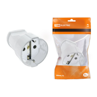 Кабельная розетка TDM ELECTRIC 2П+З 16А 250B белая
