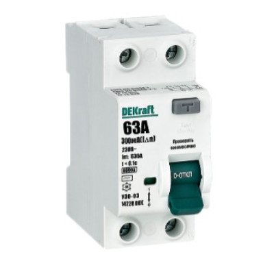 Выключатель дифференциального тока Dekraft УЗО 03-6кА-2P-063А-300-AC