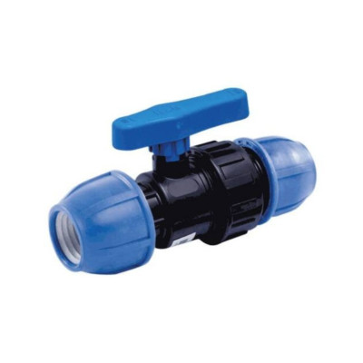 Кран ПЭ шаровой компрессионный Ду20 Ру16 РосТурПласт