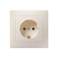 KVARTA Розетка 1-местная с заземлением без защитных шторок 16А кер РС10-3-Км кремовый IEK