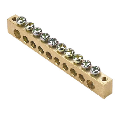 Шина EKF PROxima PEN "ноль-земля" 8х12 10 отверстий латунь крепеж по краям