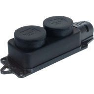 Розетка Lezard наружной установки двойная с заглушкой 2Р+РЕ каучук 106-0400-0110