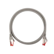 Коммутационный шнур NIKOMAX Slim Line S/FTP 4 пары, Кат.6a (Класс Ea), 500МГц, 2хRJ45/8P8C, T568B, заливной, с защитой защелки, многожильный, BC (чистая медь), 28AWG (7х0,127мм), LSZH нг(А)-HFLTx, серый, 1м