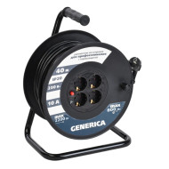 Удлинитель на катушке GENERICA 4х40м 2P+PE 10А УК40 с термозащитой 3х1.0кв.мм