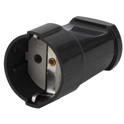 Розетка кабельная ЭРА Rx2-B с заземлением прямая 16А черная