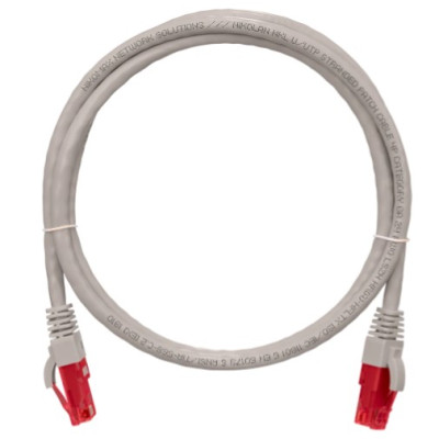 Коммутационный шнур NIKOMAX U/UTP 4 пары, Кат.6a (Класс Ea), 500МГц, 2хRJ45/8P8C, T568B, заливной, с защитой защелки, многожильный, BC (чистая медь), 24AWG (7х0,195мм), LSZH нг(А)-HFLTx, серый, 1.5м