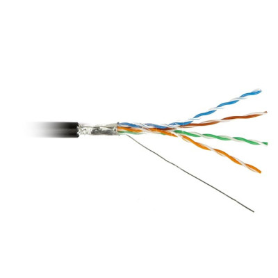 Кабель витая пара Hyperline FUTP4-C5E-S24-OUT-PE-BK-500 F/UTP кат.5E 4х2х24AWG solid PE Outdoor черн. (м)