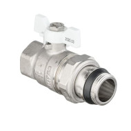 Кран шаровый с американкой с полусгоном ВН 3/4 бабочка белая ручка VALOGIN