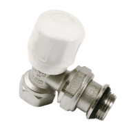 Вентиль ручной угловой быстрого монтажа Uni-fitt НВ 1/2" с разъёмным соединением, никелированный