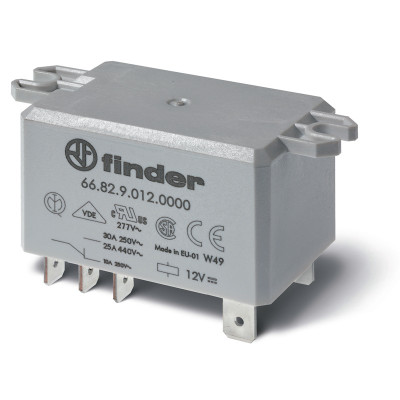 Реле силовое Finder электромеханич. монтаж в наконечники Faston 250 (6.3х0.8мм) 2NO 30А AgCdO 230В AC RTII УХЛ4 монтаж. фланец