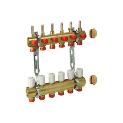 Группа коллекторная Giacomini латунь расход 1" м/м 8в 3/4" ЕК н/р R553KY068