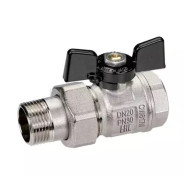 Кран Bugatti шаровой резьб. 1/2", PN50, NEW JERSEY 922, латунь, вн.р. - нар.р. с амер., с бабочкой