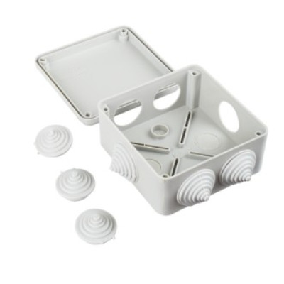 Коробка распаячная IEK КМ41234 для открытой проводки 100х100х50 мм IP55 (RAL7035, 6 гермовводов)