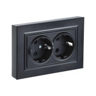 BRITE Розетка 2-местная с заземлением без защитных шторок 16А в сборе РС12-3-БрЧ черный IEK