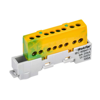 Шина IEK TEKFOR PE земля изолированная на универсальном держателе 6х9-8-ЖЗ