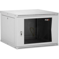 Настенный разборный шкаф TLK 19", 15U, стеклянная дверь, Ш600хВ703хГ450мм, 1 пара монтажных направляющих, серый