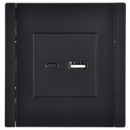 FORTE&PIANO Розетка USB A+C 3,1А FP150 черный IEK