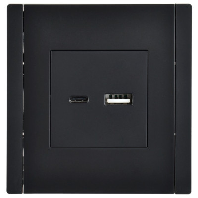 FORTE&PIANO Розетка USB A+C 3,1А FP150 черный IEK