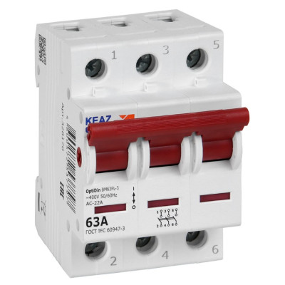 Выключатель нагрузки модульный КЭАЗ OptiDin BM63PL-363-УХЛ3