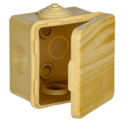 Коробка распаячная КМ для открытой проводки с откидной крышкой 65х65х50мм IP54 4 гермоввода сосна IEK