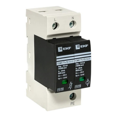 Устройство защиты от импульсных перенапряжений PROxima EKF Т1+Т2; Iimp-12.5kA; In-20kA; Uc-275В; 1+1